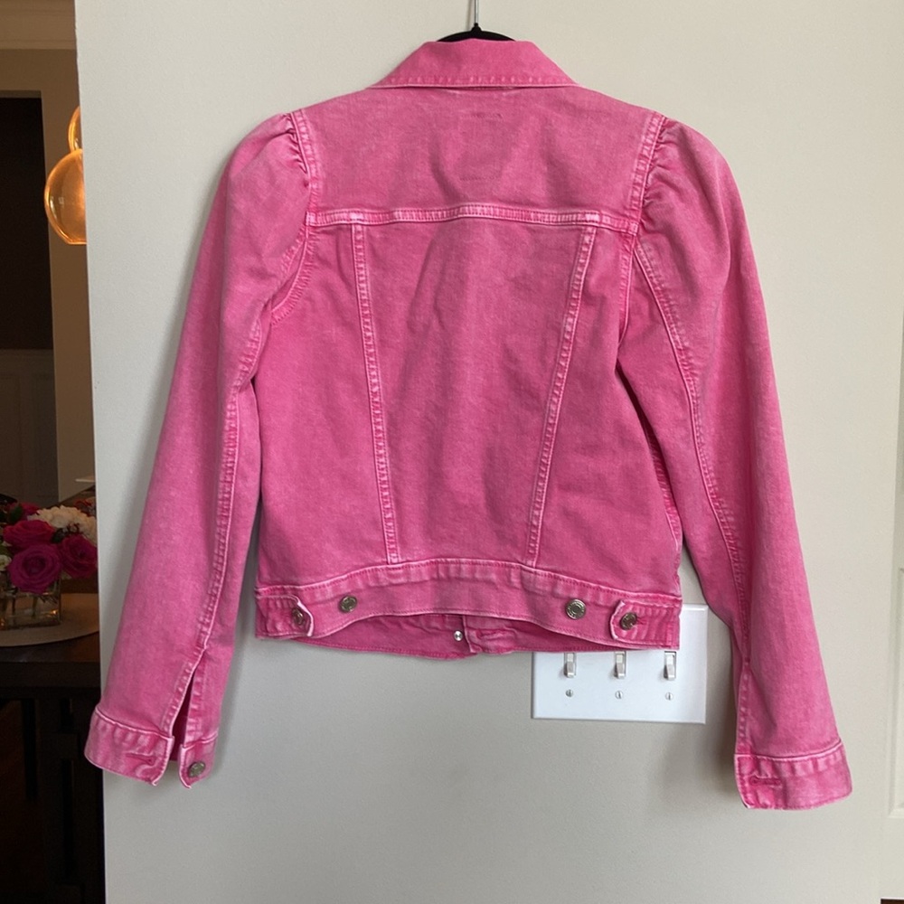 GAP x Barbie Collaboration Puff Sleeve Denim Jacket, Pink, Size XS - Picture 9 of 13